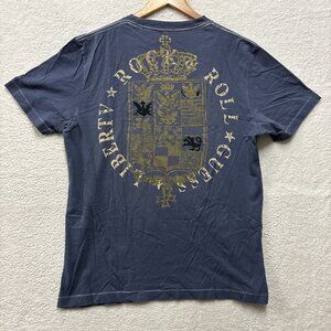 Y2K Guess Grunge Shirt Mens Large Blue Graphic Rock N Roll Punk Metal